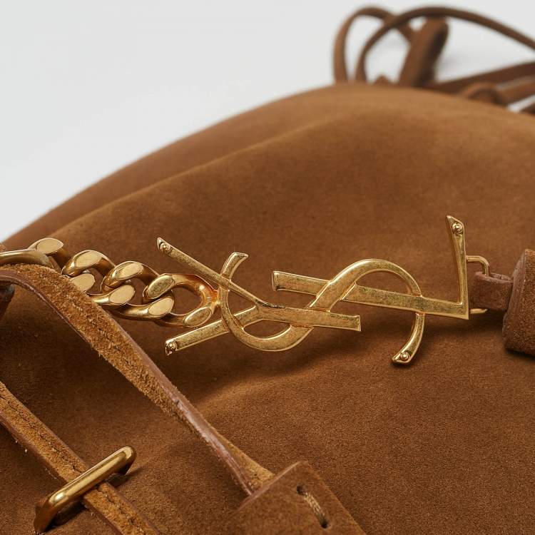 Pre Owned Saint Laurent Brown Suede Tassle Fringe Bucket Bag