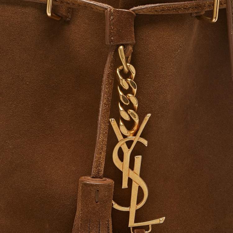 Pre Owned Saint Laurent Brown Suede Tassle Fringe Bucket Bag