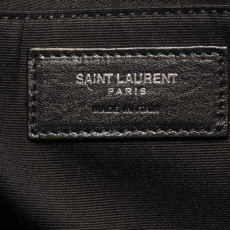 Pre Owned Saint Laurent Black/Cream Checkered Tweed Rive Gauche Vertical Tote