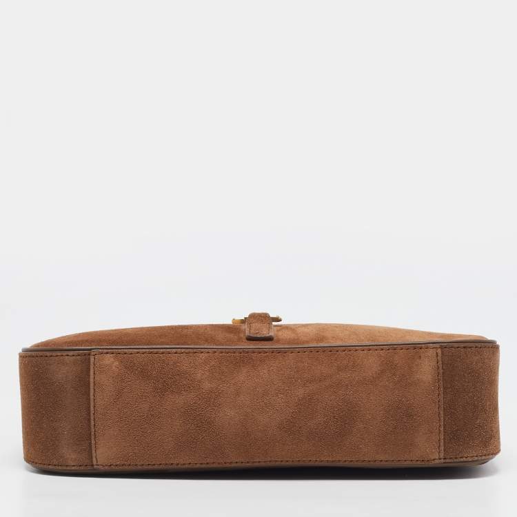 Pre Owned Saint Laurent Brown Suede and Shearling LE 5 À 7 Shoulder Bag