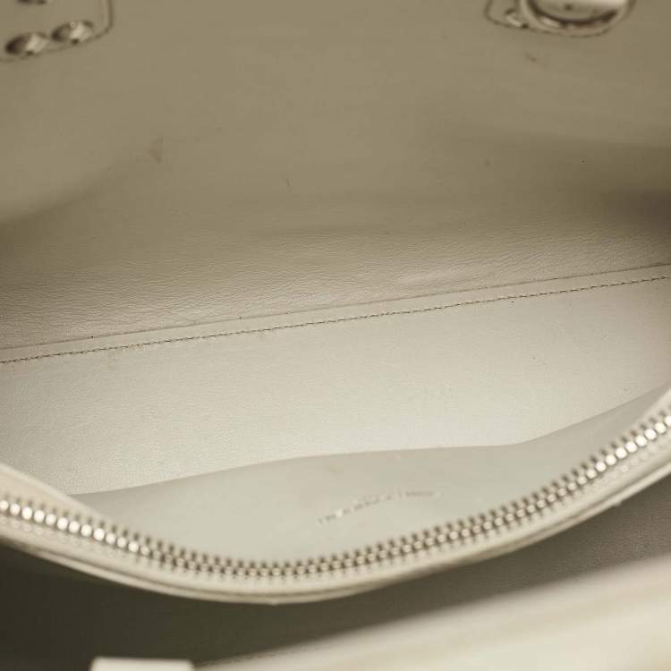 Pre Owned Saint Laurent White Croc Embossed Leather Baby Classic Sac De Jour Tote