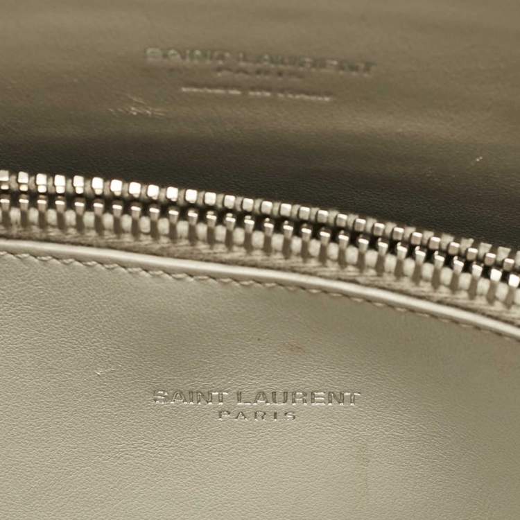 Pre Owned Saint Laurent White Croc Embossed Leather Baby Classic Sac De Jour Tote