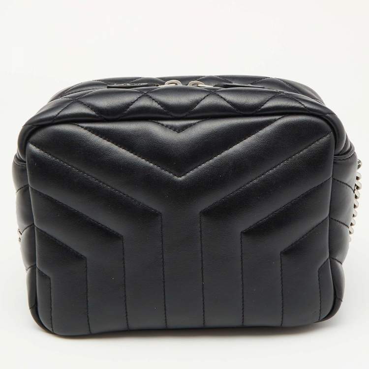 مملوكة مسبقًا Saint Laurent Black Matelasse Leather Loulou Bowling Bag