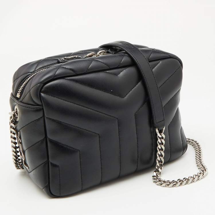 مملوكة مسبقًا Saint Laurent Black Matelasse Leather Loulou Bowling Bag