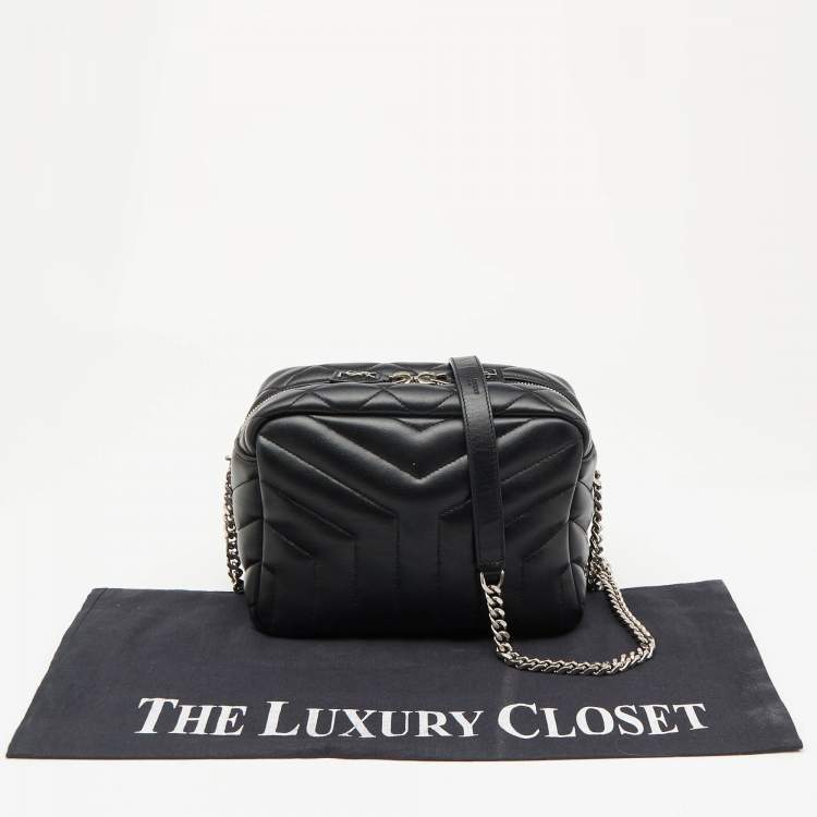 مملوكة مسبقًا Saint Laurent Black Matelasse Leather Loulou Bowling Bag