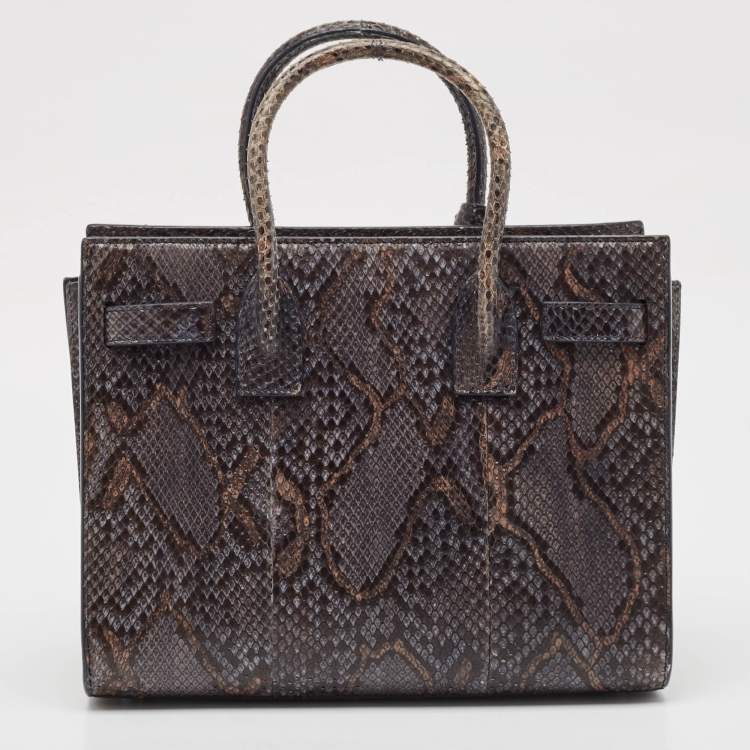Pre Owned Saint Laurent Dark Grey Python Baby Classic Sac De Jour Tote