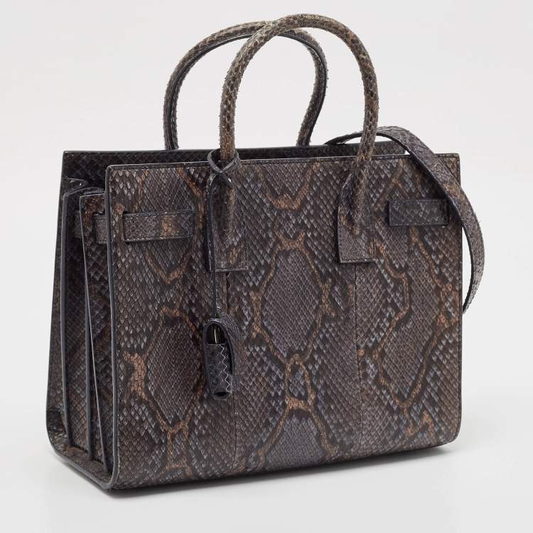 Pre Owned Saint Laurent Dark Grey Python Baby Classic Sac De Jour Tote