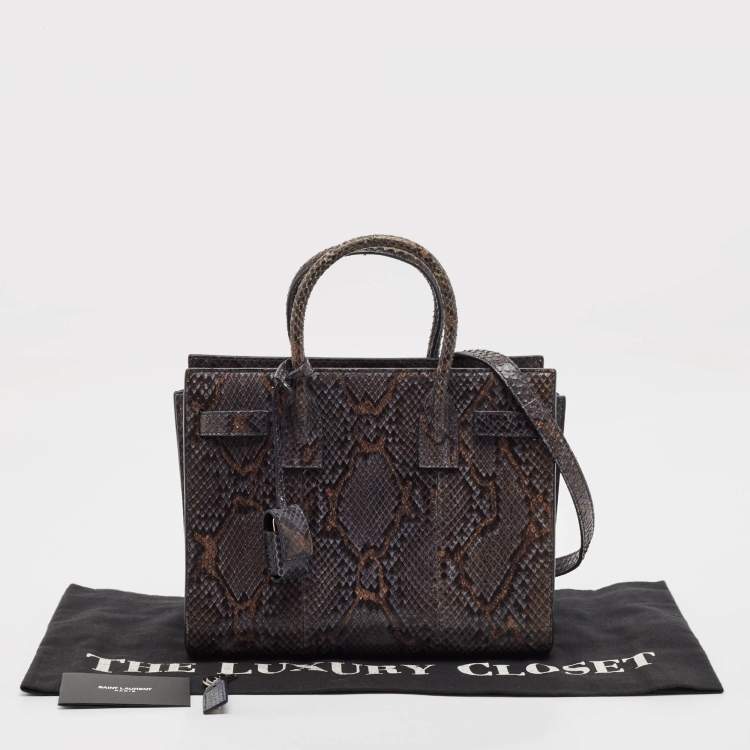 Pre Owned Saint Laurent Dark Grey Python Baby Classic Sac De Jour Tote