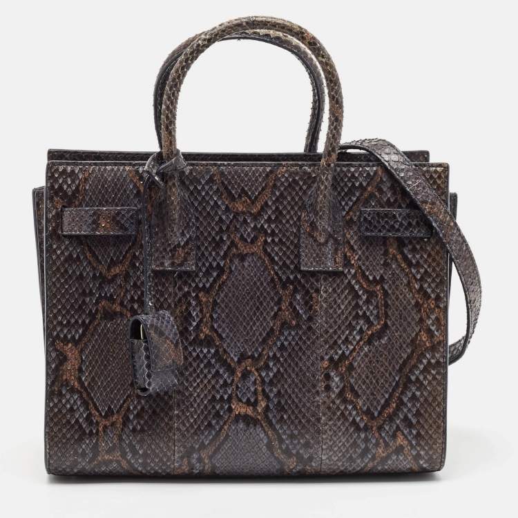 Pre Owned Saint Laurent Dark Grey Python Baby Classic Sac De Jour Tote