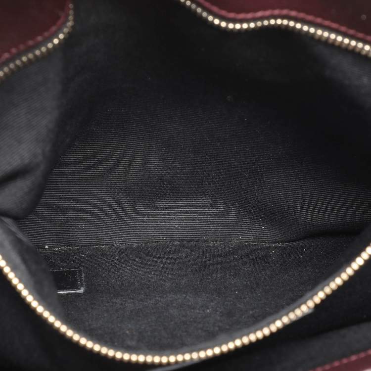 Pre Owned Saint Laurent Burgundy Matelassé Leather Monogram Shopper Tote