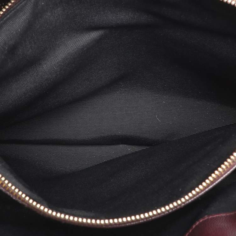 Pre Owned Saint Laurent Burgundy Matelassé Leather Monogram Shopper Tote