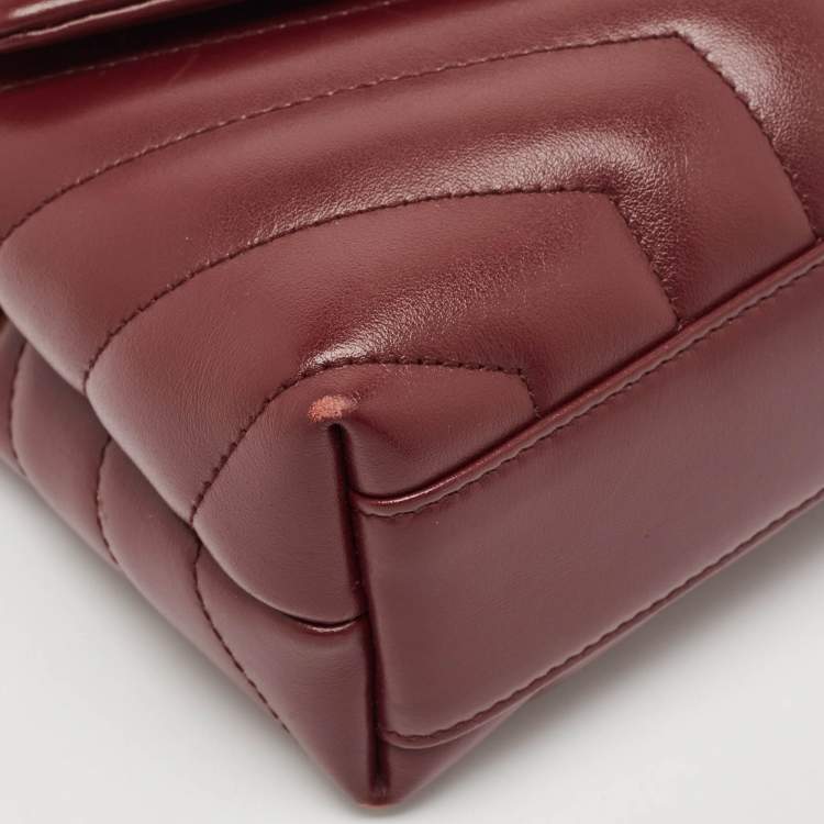 Pre Owned Saint Laurent Burgundy Quilted Leather Toy Loulou Crossbody Bag