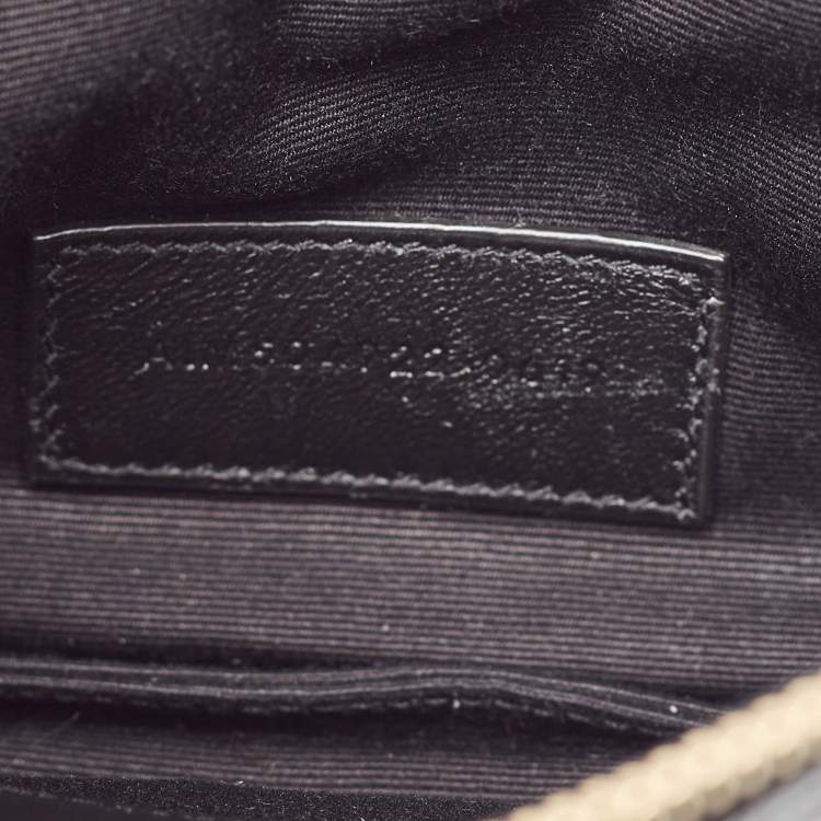 مملوكة مسبقًا Saint Laurent Black Matelassé Leather Monogram Zip Pouch