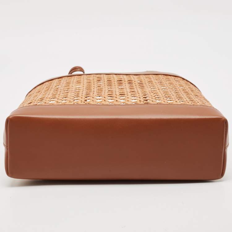 Pre Owned Saint Laurent Brown Woven Rattan and Leather Toy Tote