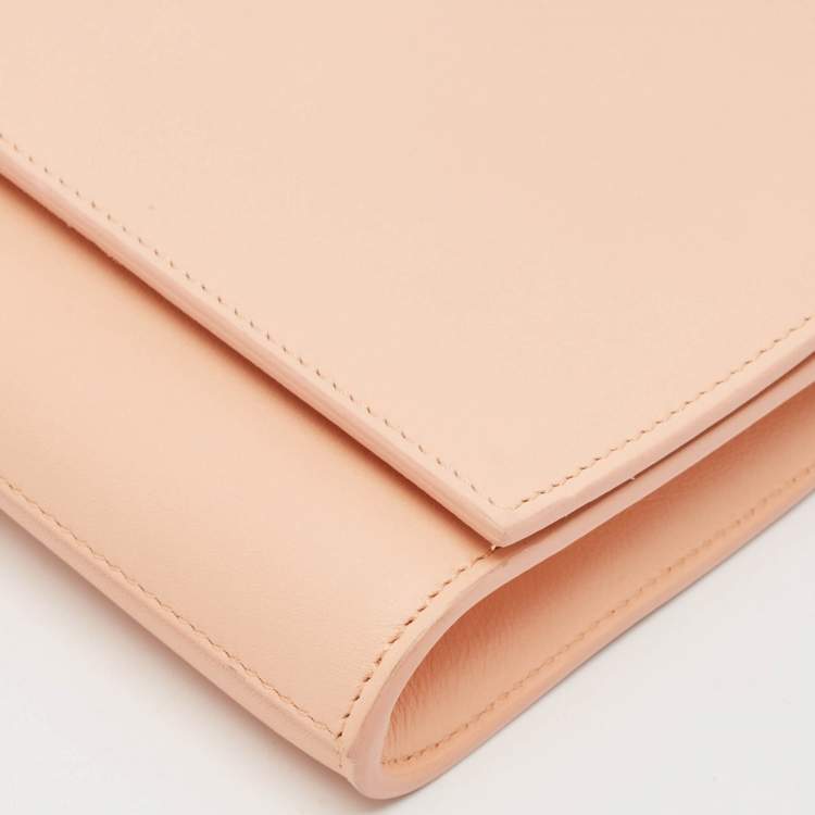 Pre Owned Saint Laurent Peach Leather Y Line Clutch