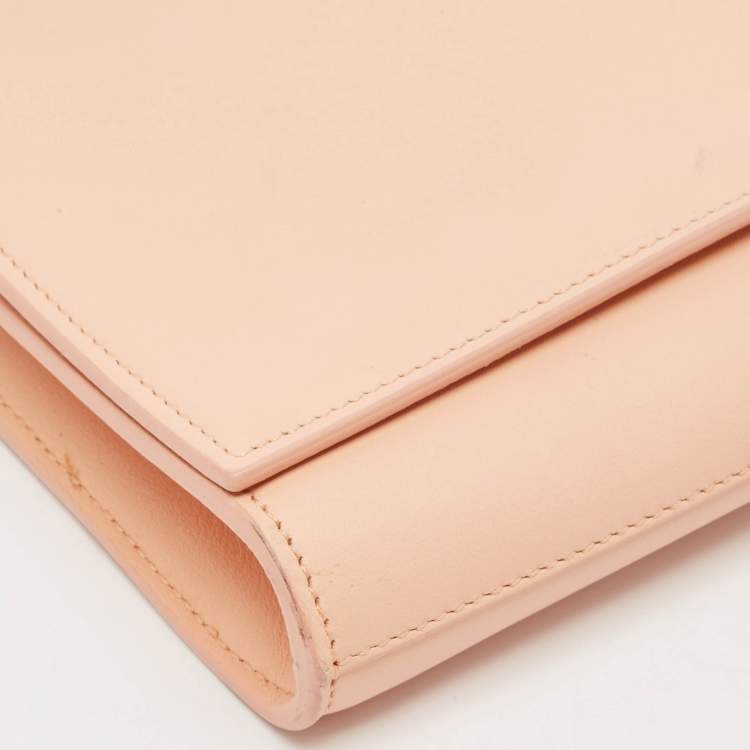 Pre Owned Saint Laurent Peach Leather Y Line Clutch