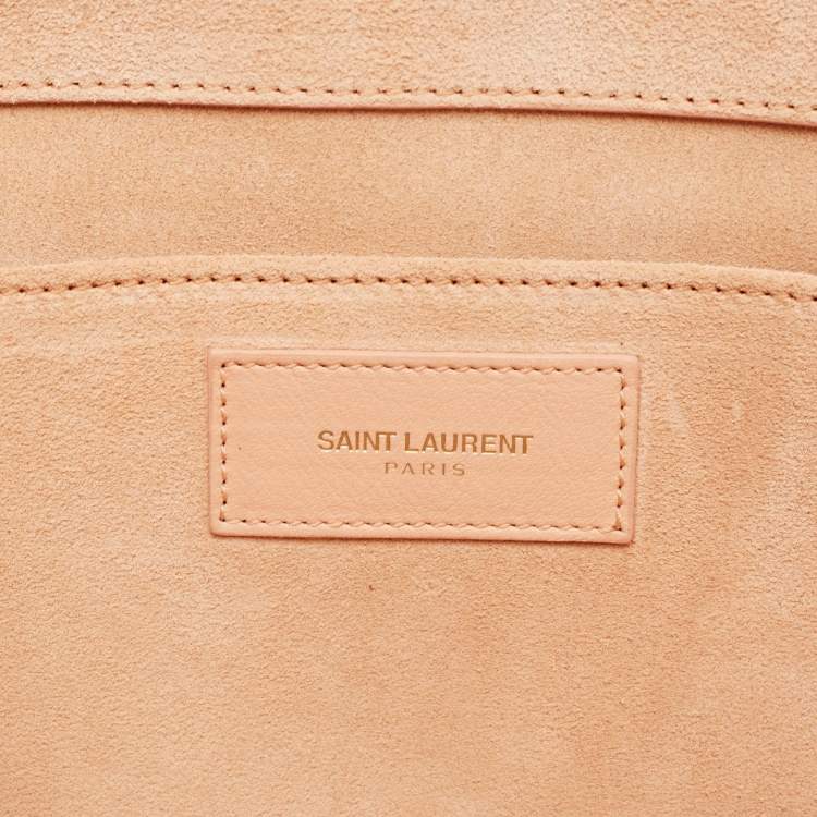 Pre Owned Saint Laurent Peach Leather Y Line Clutch
