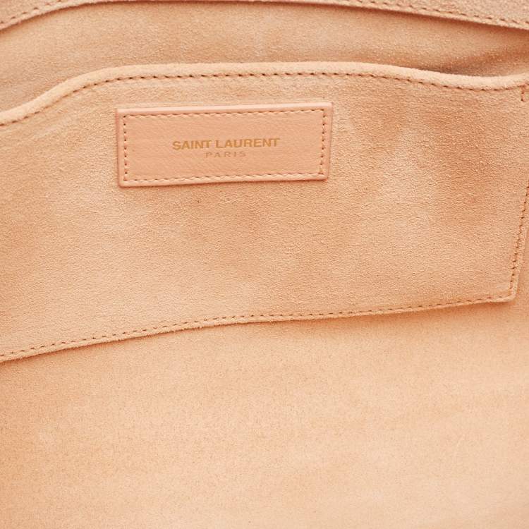 Pre Owned Saint Laurent Peach Leather Y Line Clutch