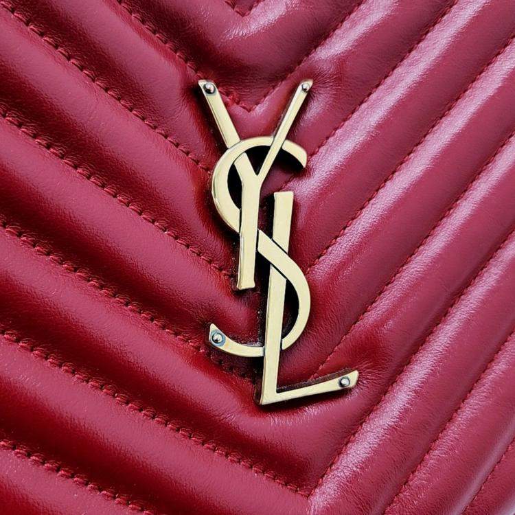 Pre Owned Saint Laurent Red Leather Lou Camera Bag