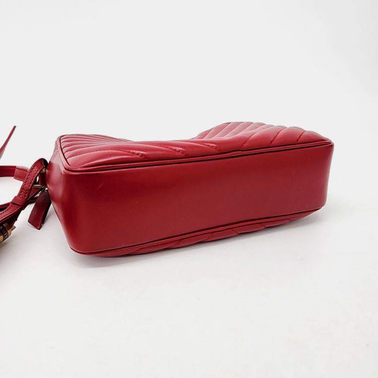 Pre Owned Saint Laurent Red Leather Lou Camera Bag