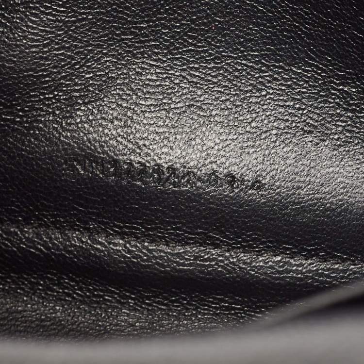 Pre Owned Saint Laurent Black Leather Matelasse Cassandre Envelope Wallet on Chain
