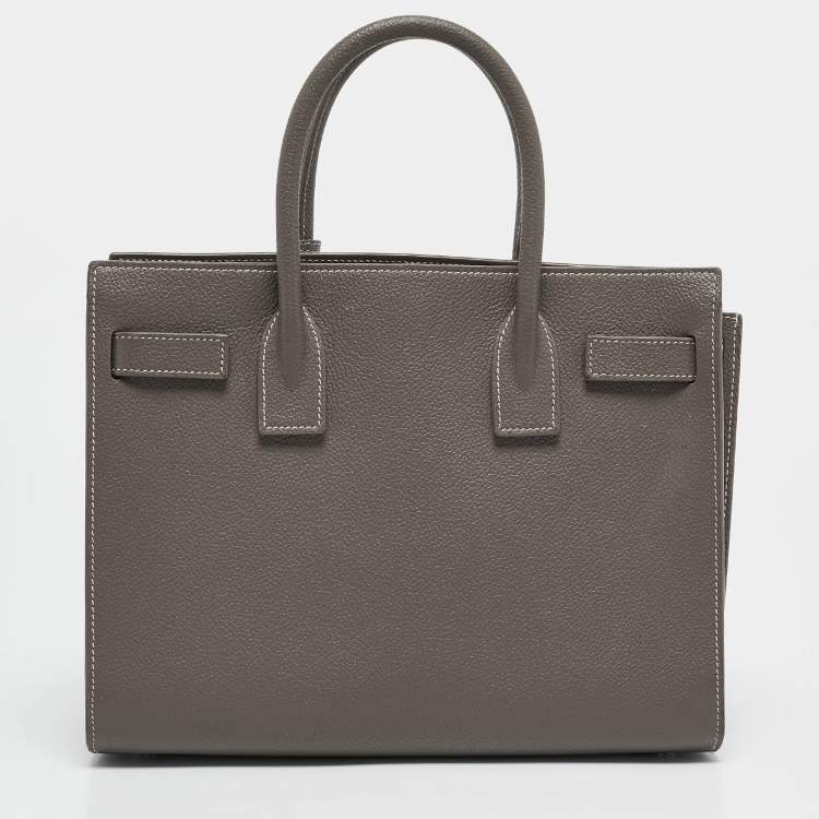 Pre Owned Saint Laurent Grey Leather Baby Classic Sac De Jour Tote