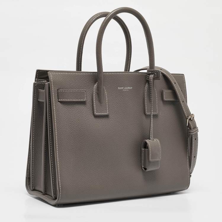 Pre Owned Saint Laurent Grey Leather Baby Classic Sac De Jour Tote