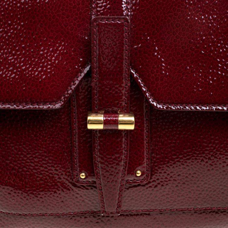 Pre Owned Yves Saint Laurent Red Patent Leather Emma Chain Shoulder Bag