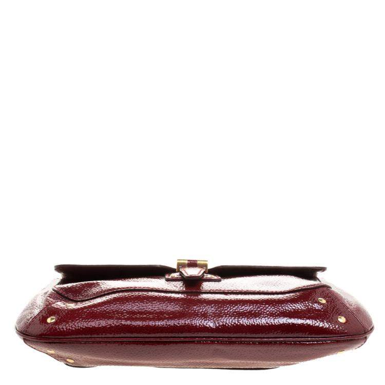Pre Owned Yves Saint Laurent Red Patent Leather Emma Chain Shoulder Bag