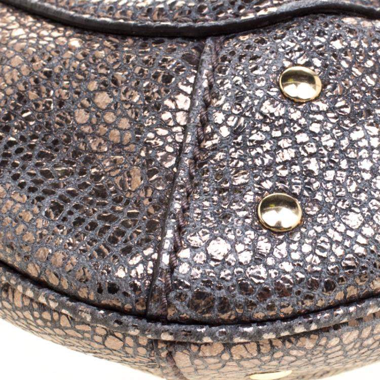 Pre Owned Saint Laurent Paris Metallic Grey Leather Emma Chain Shoulder Bag