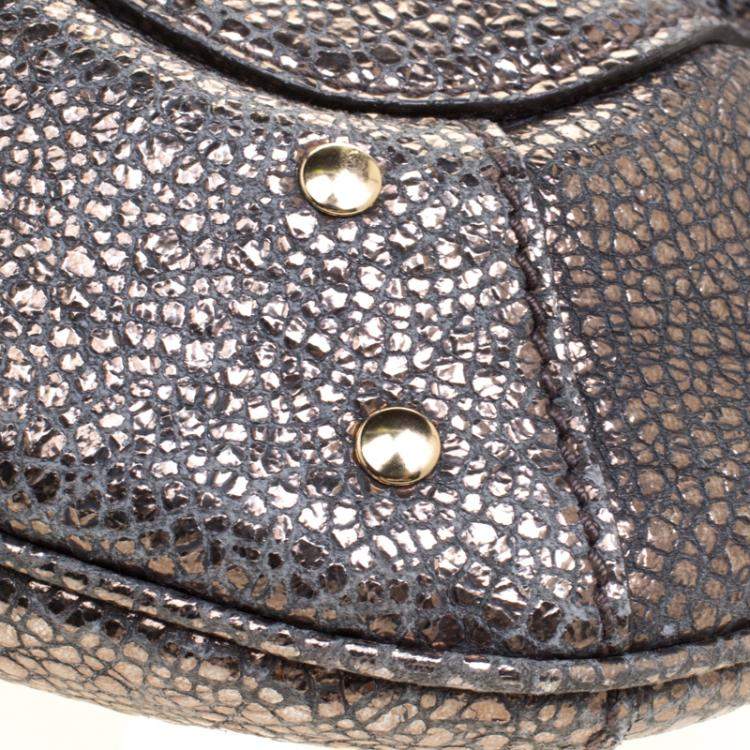 Pre Owned Saint Laurent Paris Metallic Grey Leather Emma Chain Shoulder Bag