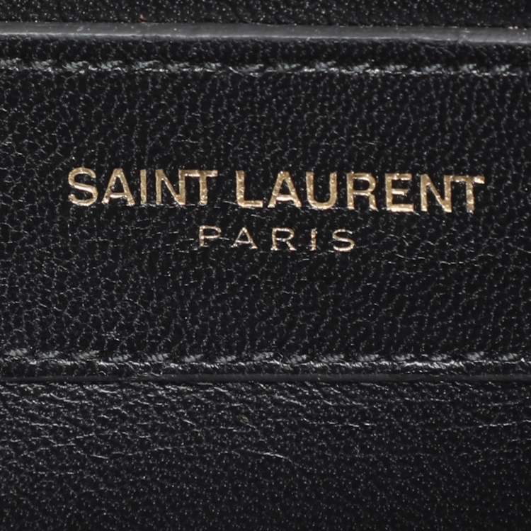 Pre Owned Saint Laurent Silver Textured Leather Small Monogram Kate Shoulder Bag