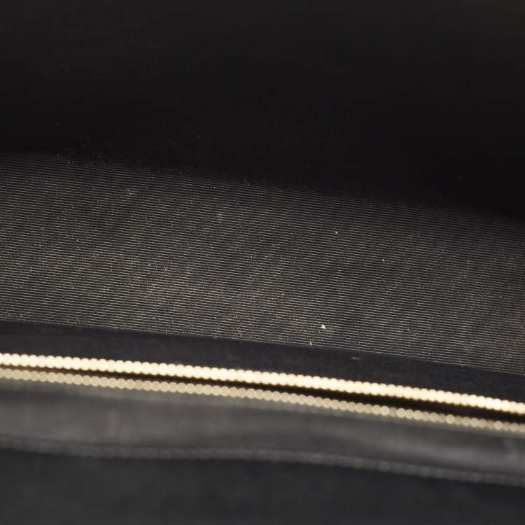 Pre Owned Saint Laurent Black Chevron Leather Large Monogram Envelope Shoulder Bag