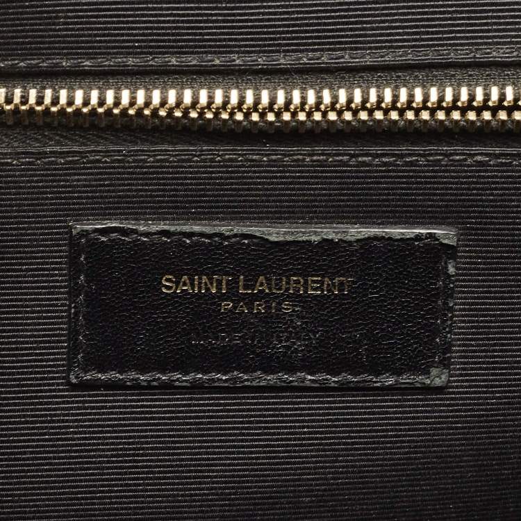 Pre Owned Saint Laurent Black Chevron Leather Large Monogram Envelope Shoulder Bag