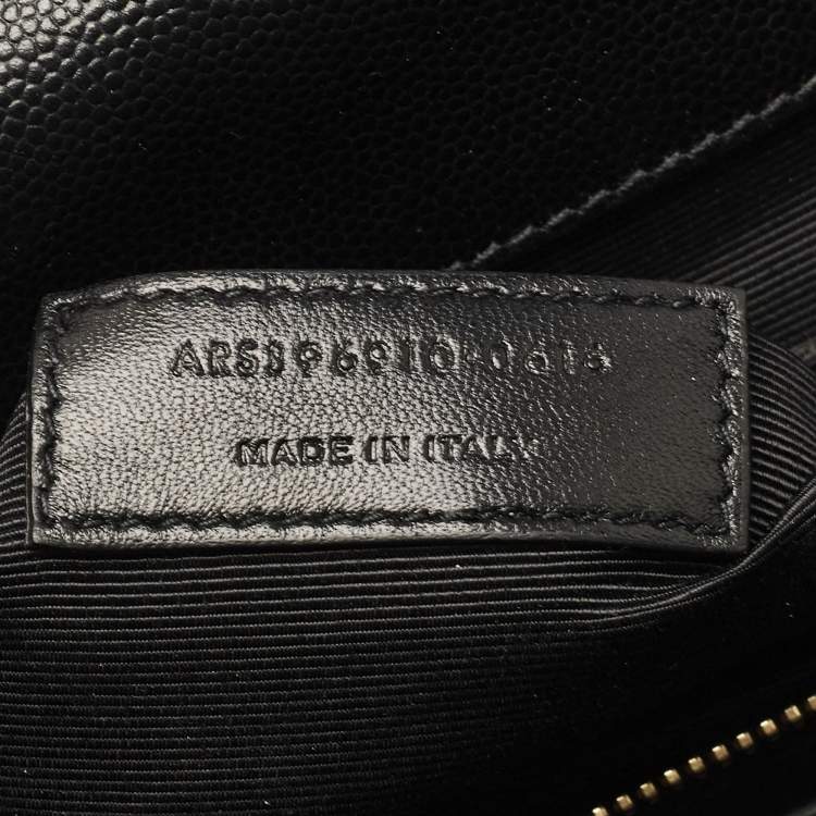 Pre Owned Saint Laurent Black Chevron Leather Large Monogram Envelope Shoulder Bag