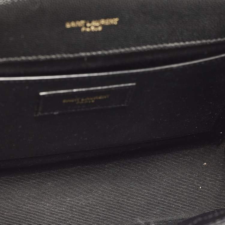 مملوكة مسبقًا Saint Laurent Black Mix Matelassé Leather Medium Envelope Shoulder Bag