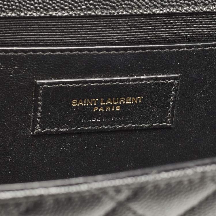 مملوكة مسبقًا Saint Laurent Black Mix Matelassé Leather Medium Envelope Shoulder Bag