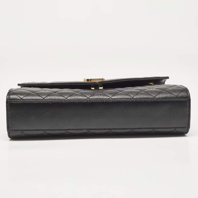 مملوكة مسبقًا Saint Laurent Black Mix Matelassé Leather Medium Envelope Shoulder Bag