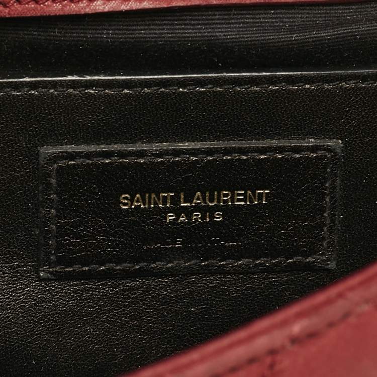 Pre Owned Saint Laurent Red Mix Matelasse Leather Medium College Flap Bag