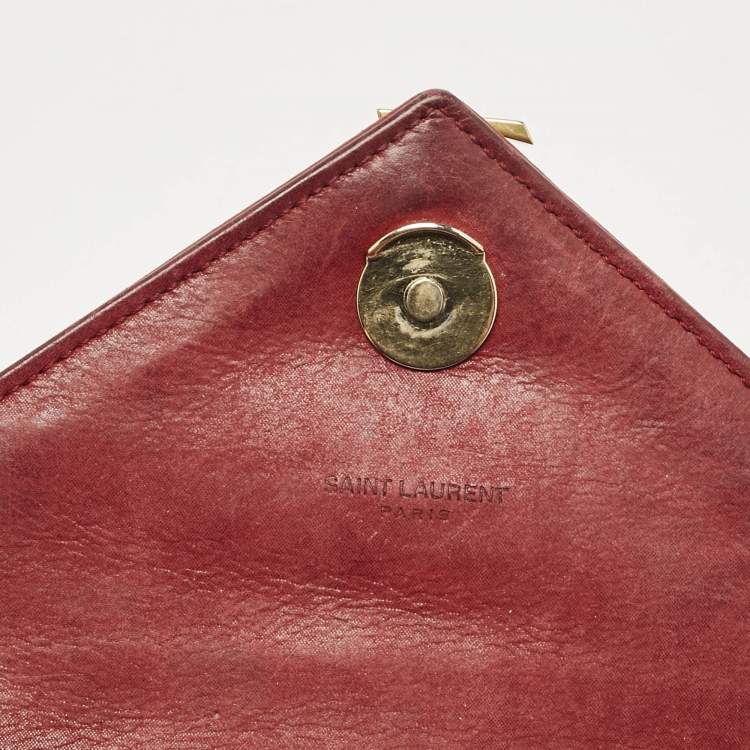 Pre Owned Saint Laurent Red Mix Matelasse Leather Medium College Flap Bag