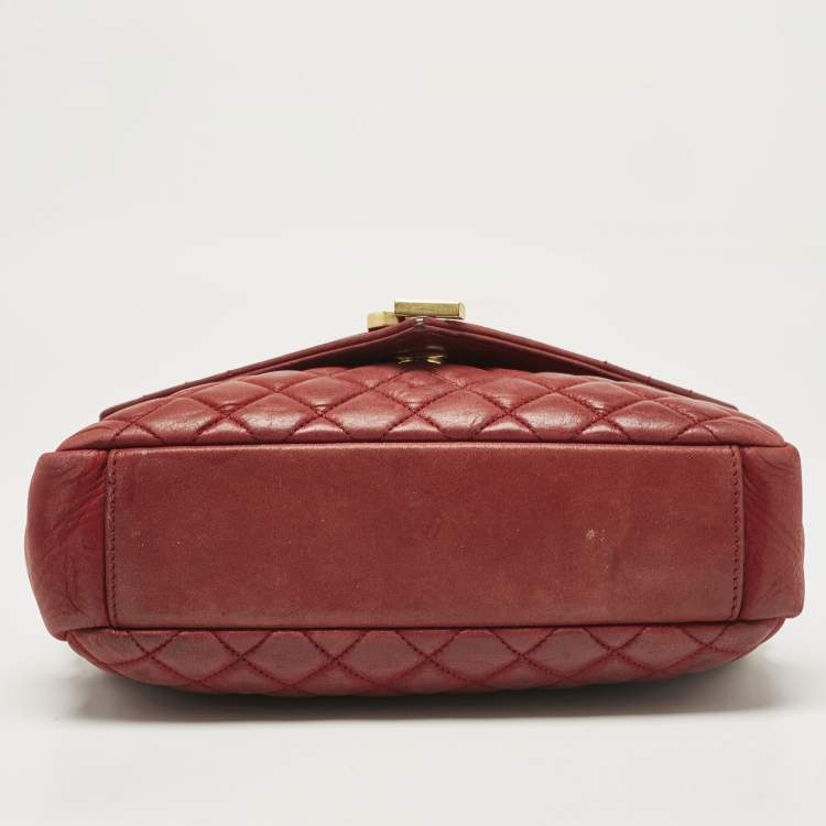 Pre Owned Saint Laurent Red Mix Matelasse Leather Medium College Flap Bag