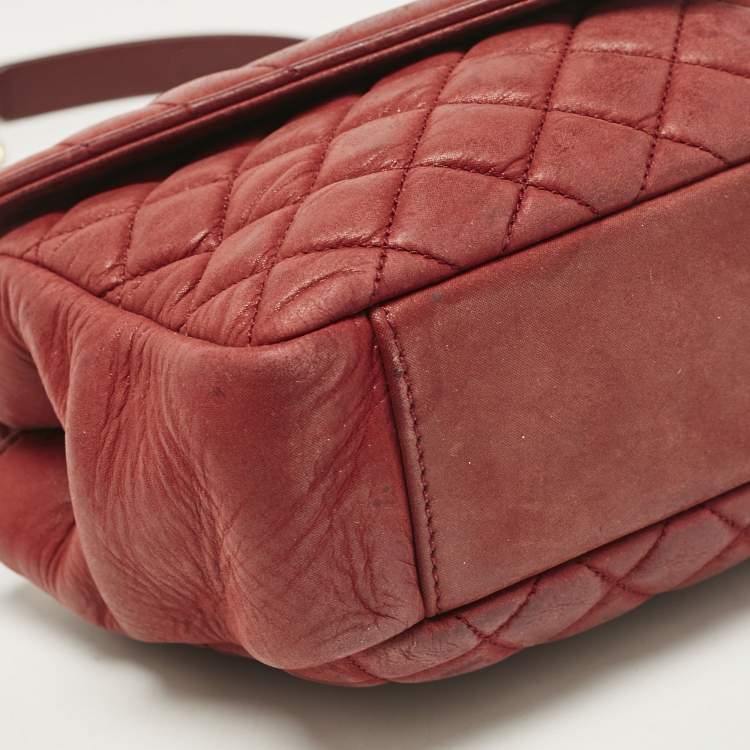 Pre Owned Saint Laurent Red Mix Matelasse Leather Medium College Flap Bag