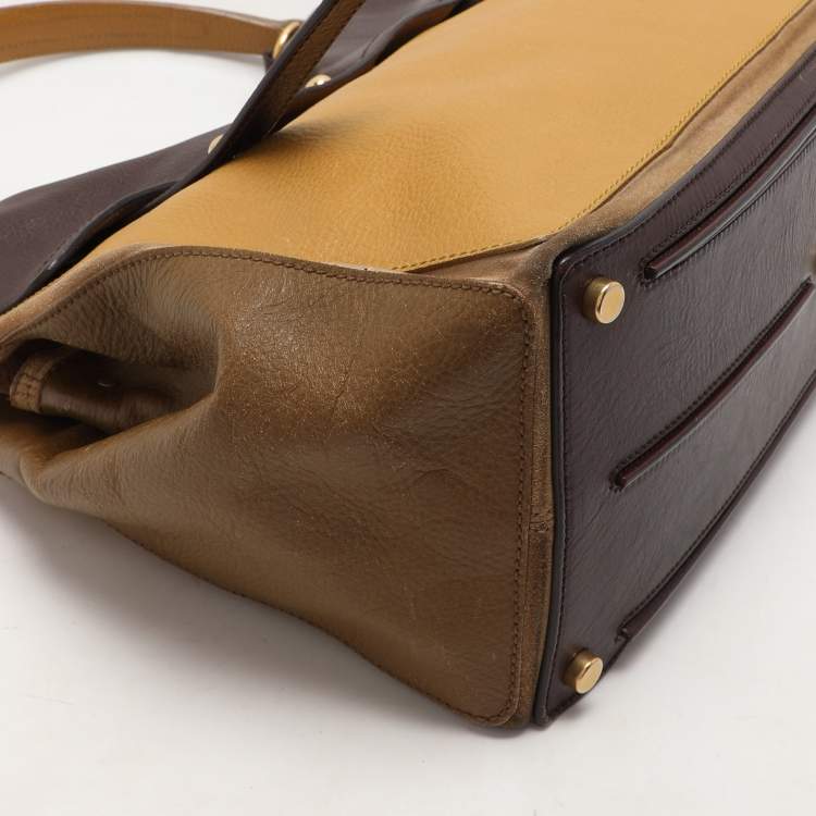 Pre Owned Saint Laurent Multicolor Leather and Suede Large Muse Two Satchel