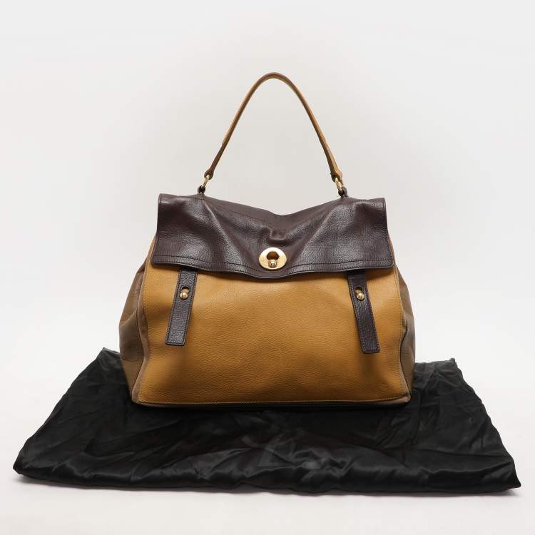 Pre Owned Saint Laurent Multicolor Leather and Suede Large Muse Two Satchel