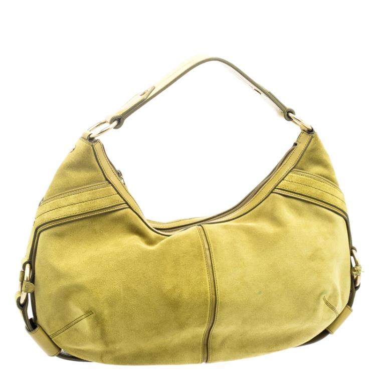 Pre Owned Yves Saint Laurent Mustard Yellow Suede Hobo
