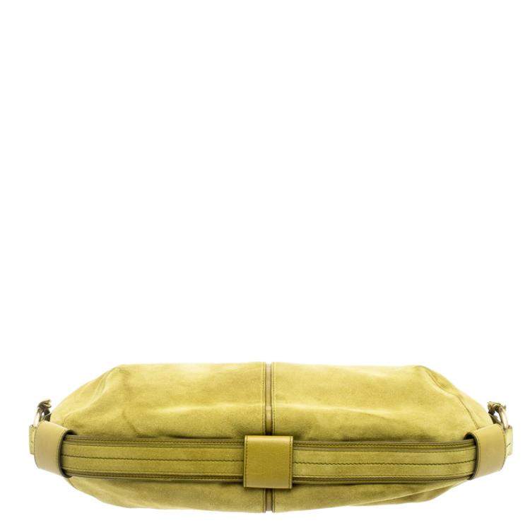 Pre Owned Yves Saint Laurent Mustard Yellow Suede Hobo