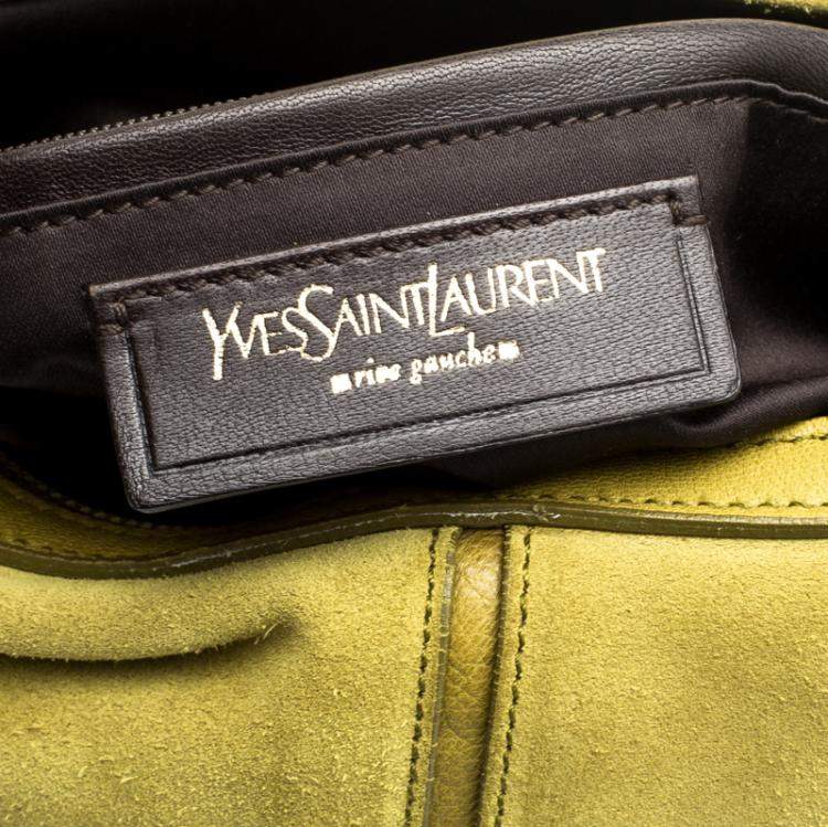 Pre Owned Yves Saint Laurent Mustard Yellow Suede Hobo