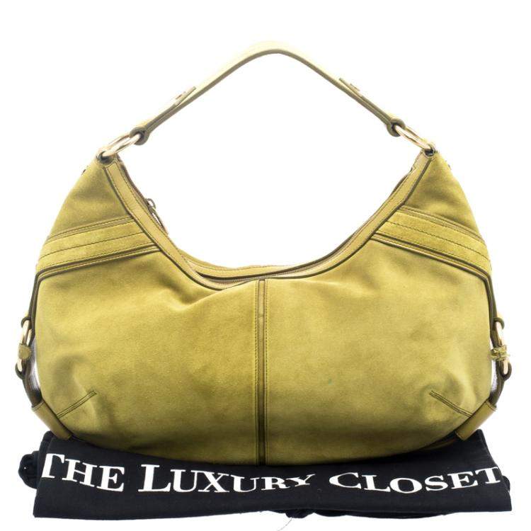 Pre Owned Yves Saint Laurent Mustard Yellow Suede Hobo