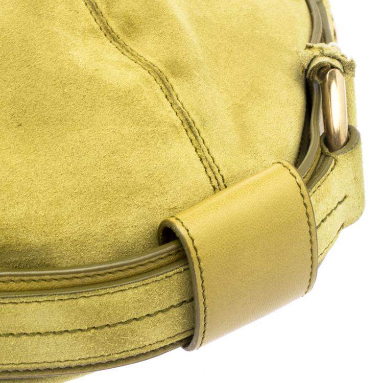Pre Owned Yves Saint Laurent Mustard Yellow Suede Hobo