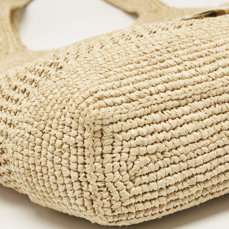 Pre Owned Saint Laurent Natural Raffia ICare Tote